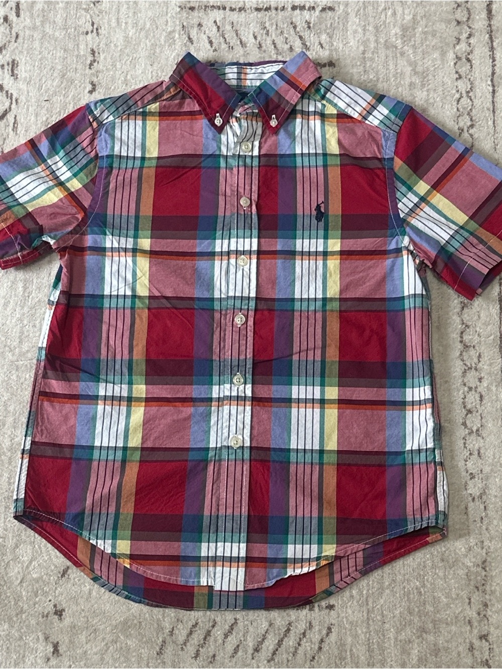 Ralph Lauren Boys size 8 Plaid Short-Sleeve Button-Down Shirt